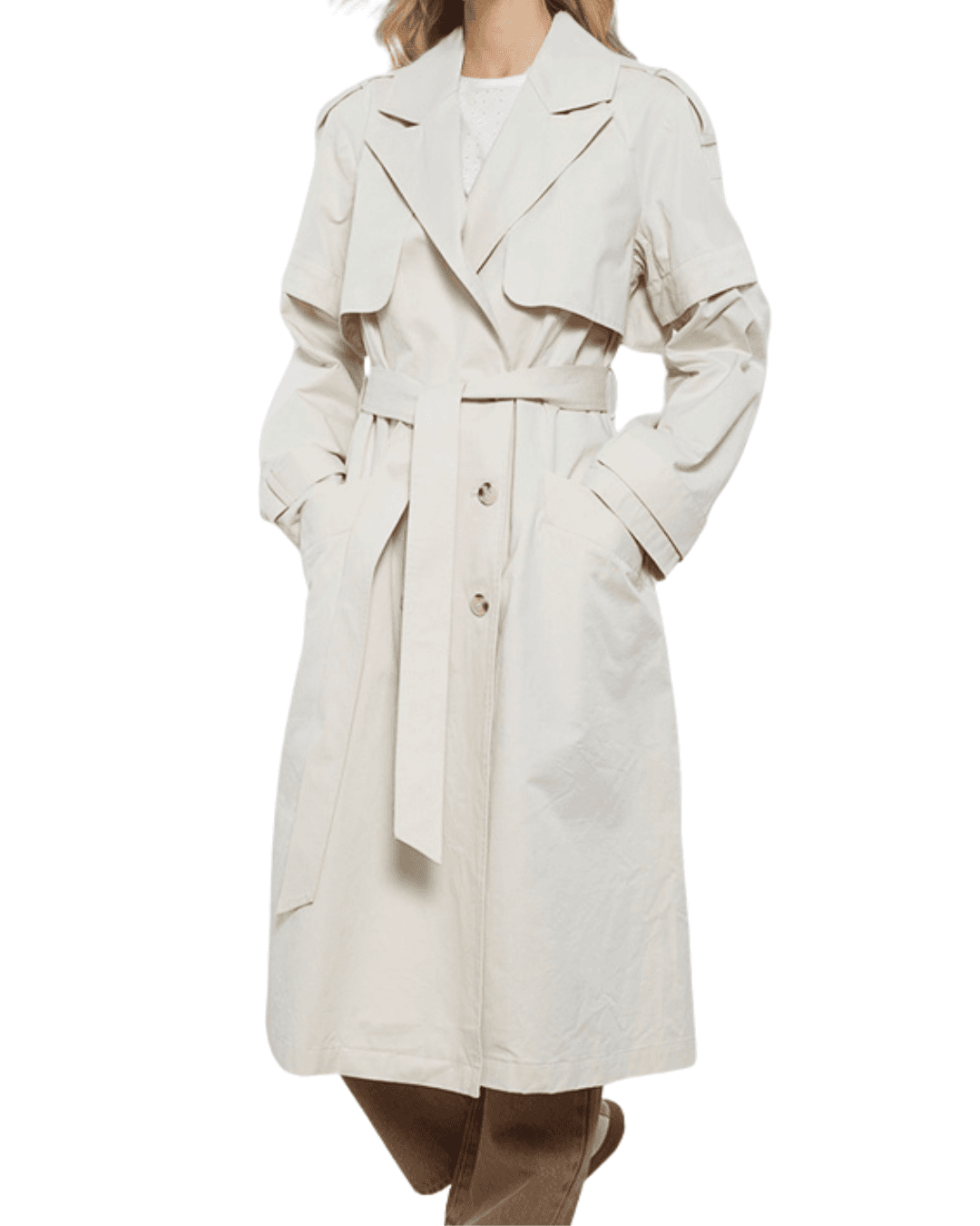 GOA GOA Goa Goa Trench Donna Flor in Cotone con Maniche Removibili Colore Burro 15200032/129 - 2