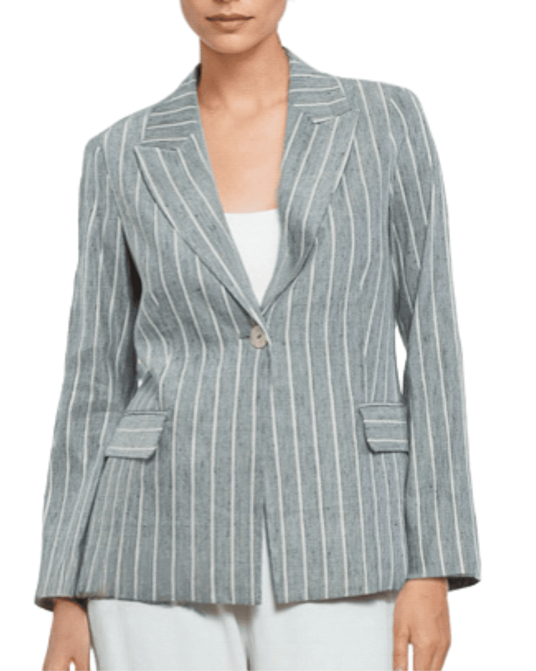 GOA GOA Goa Goa Blazer Donna Gessato in Misto Lino Beige con Righe Elegante 15200075/535 - 2