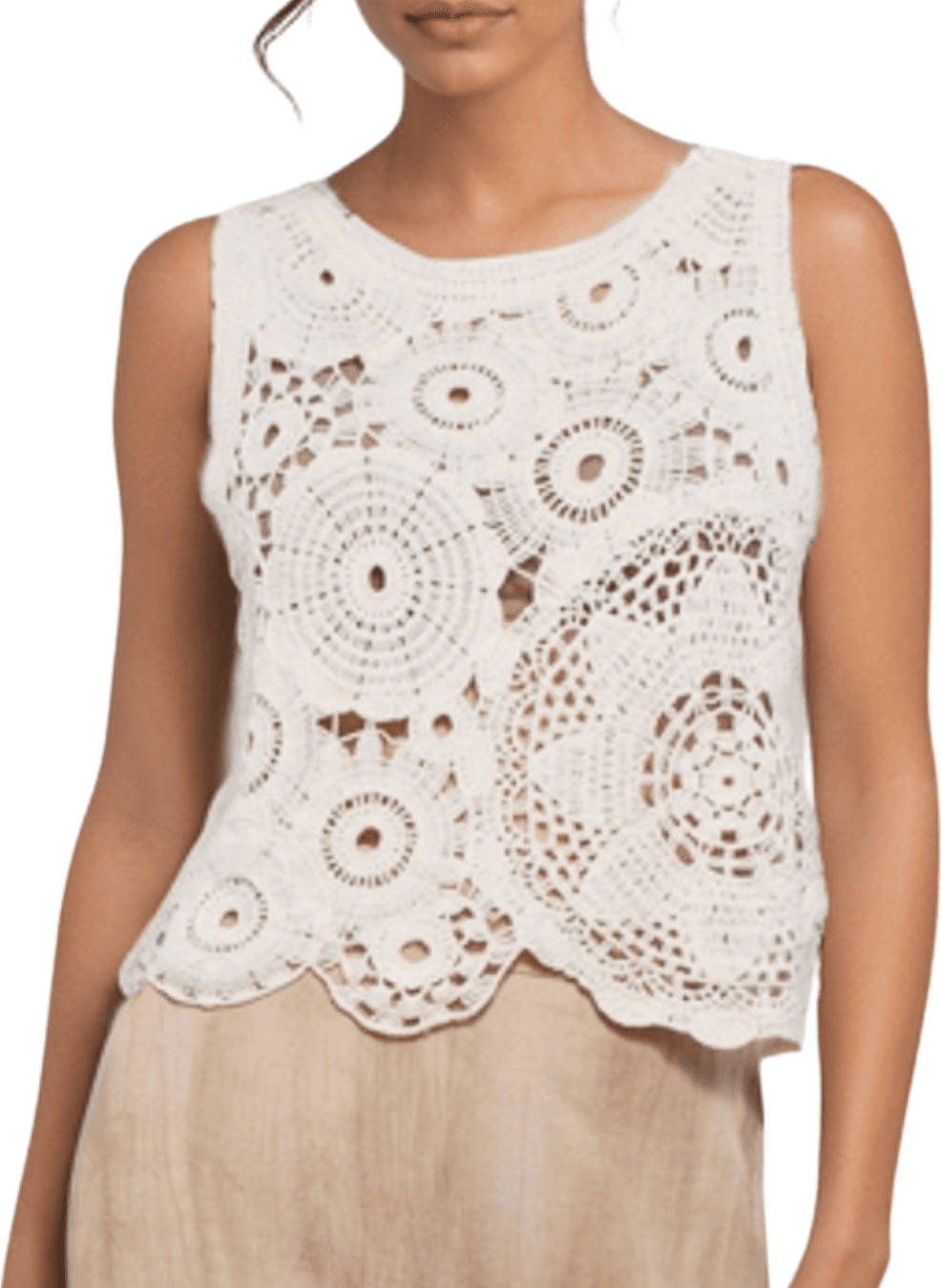 GOA GOA Goa Goa Luna Top Crochet Senza Maniche Avorio 15204163\436 - 2
