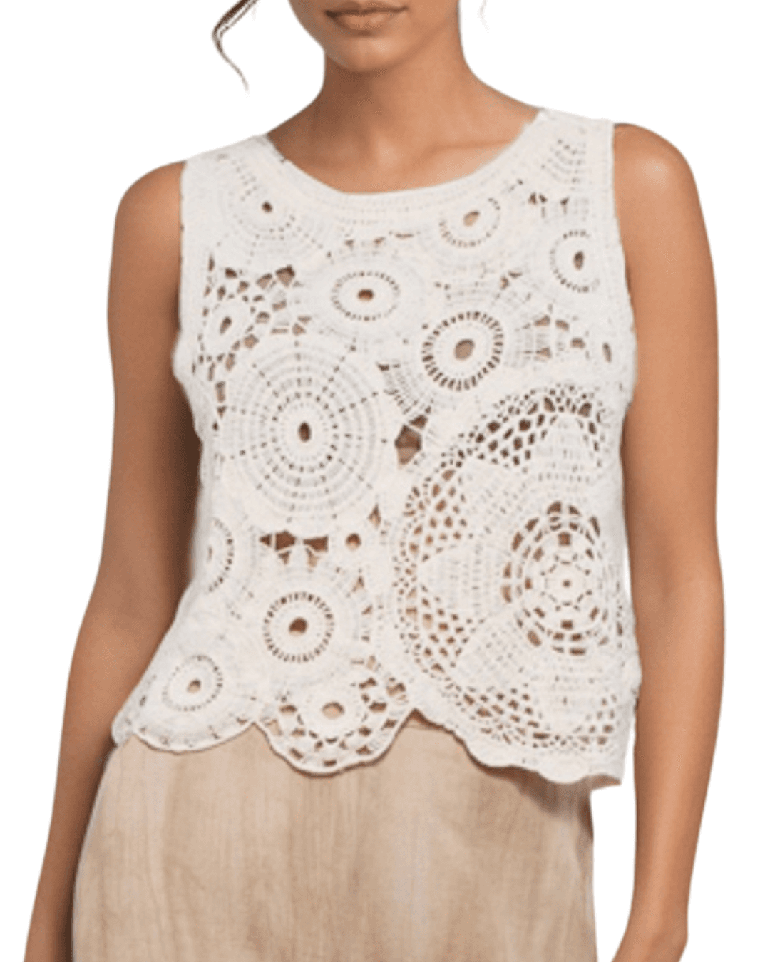GOA GOA Goa Goa Luna Top Crochet Senza Maniche Avorio 15204163\436 - 2