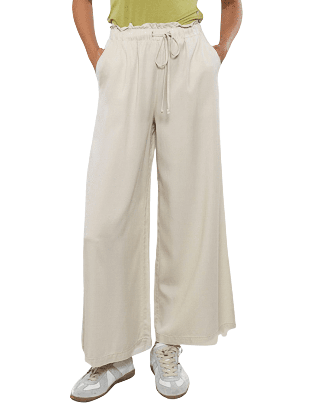 GOA GOA Goa Goa Pantaloni Donna Leila Fluidi con Elastico in Vita e Coulisse Burro 15208059/129 - 2