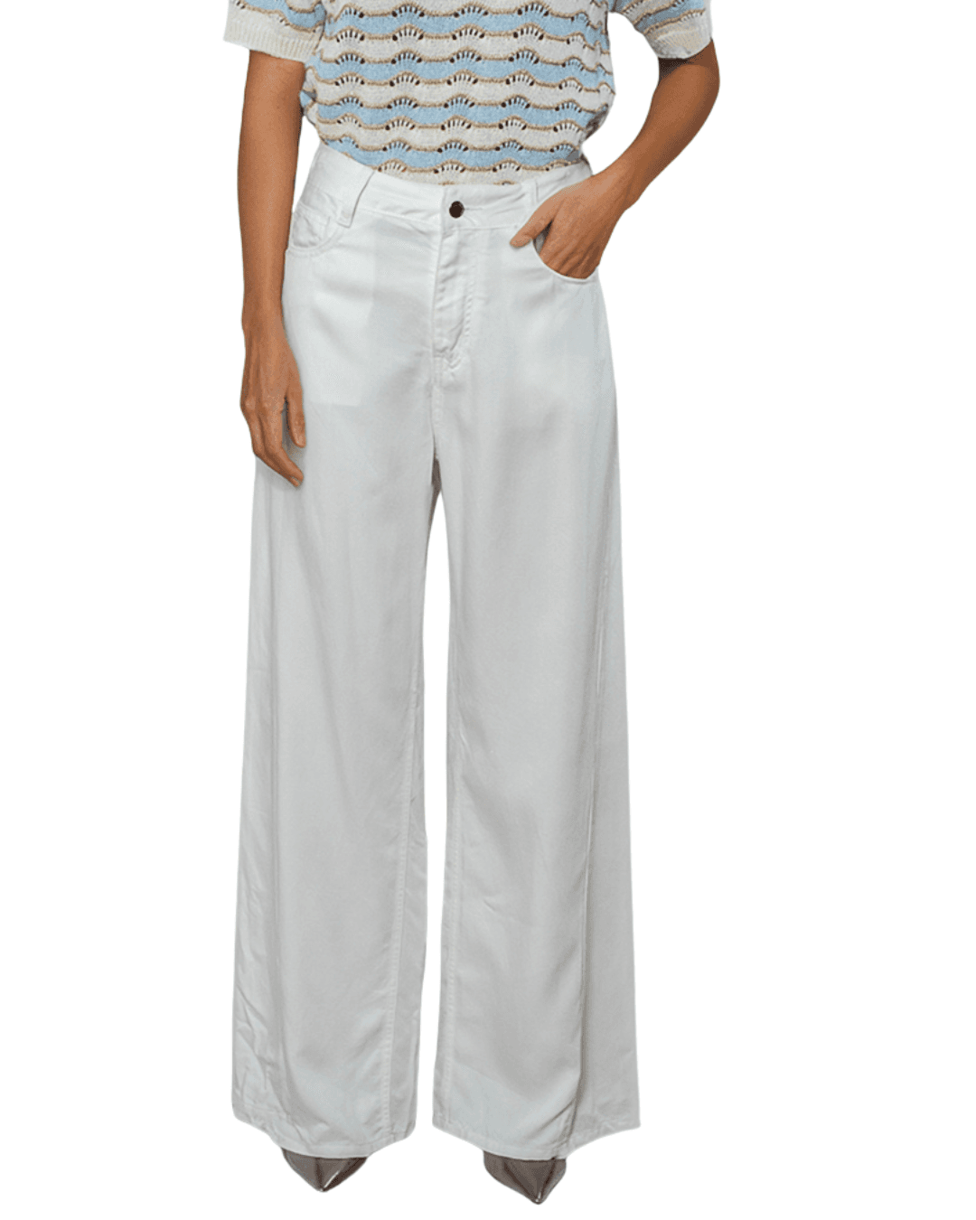 GOA GOA Goa Goa Pantalone Donna Amoura Morbido in Tencel Bianco Fluido 15208235/064 - 2