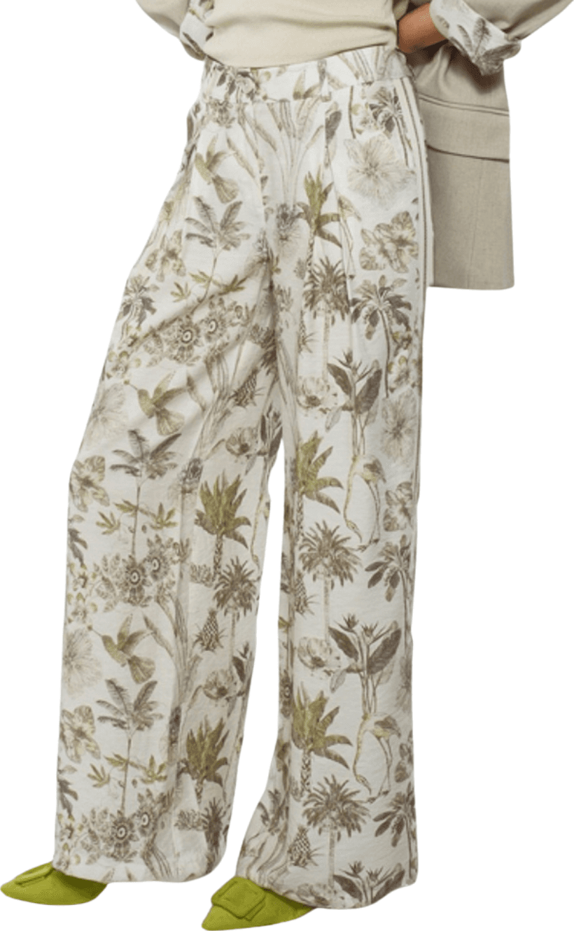 GOA GOA Goa Goa Pantalone Donna Muji Fantasia Jungle Fluido Beige Verde 15208095/523 - 2