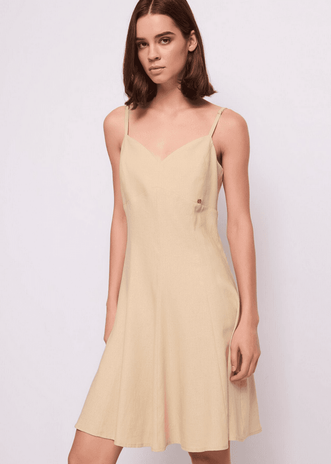 GAUDI abito in lino donna beige - 5