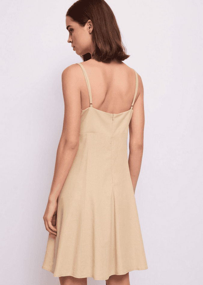 GAUDI abito in lino donna beige - 3