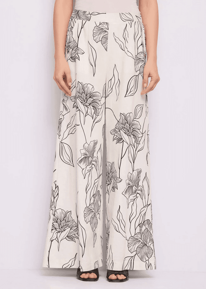 GAUDI pantalone con stampa floreale donna bianco-nero - 2