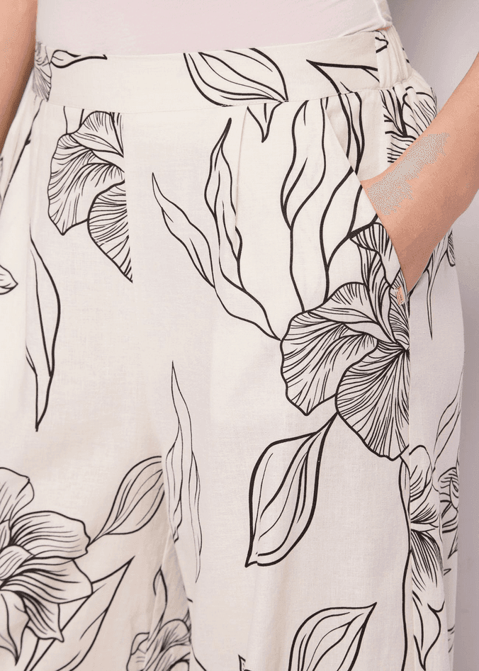 GAUDI pantalone con stampa floreale donna bianco-nero - 3