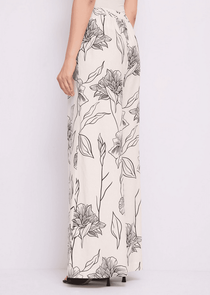 GAUDI pantalone con stampa floreale donna bianco-nero - 5