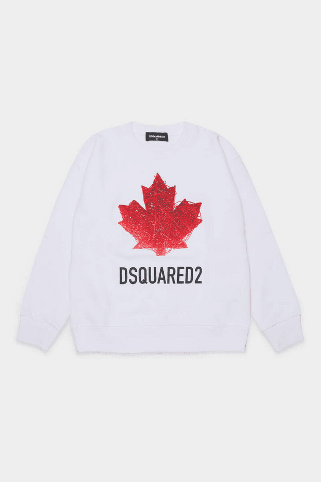 Dsquared maglia con foglia d'acero bambino bianco