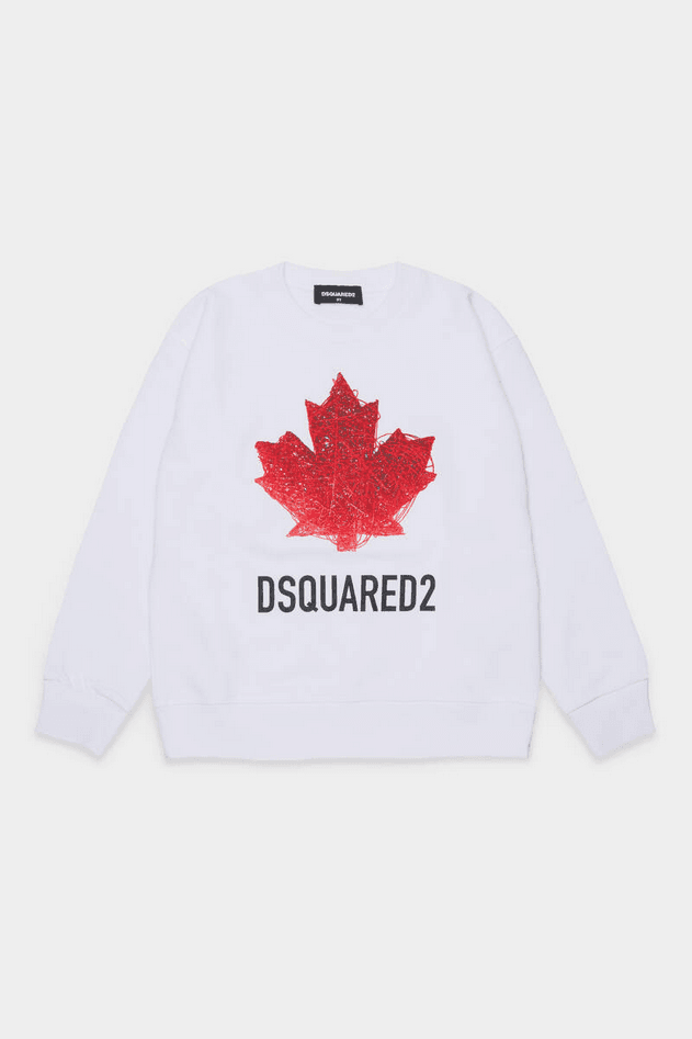 Dsquared maglia con foglia d'acero bambino bianco - 4