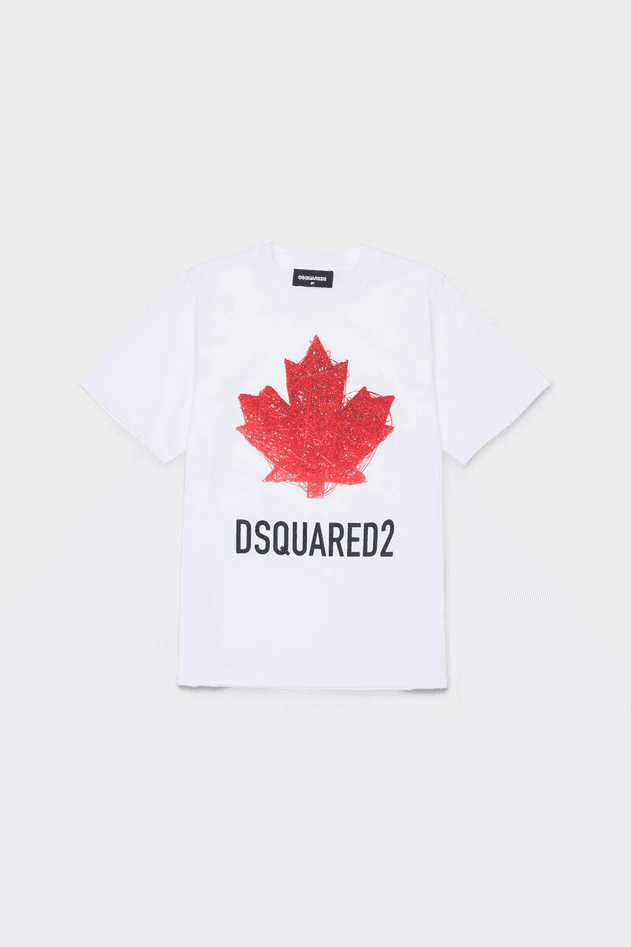 Dsquared t-shirt con foglia d'acero unisex bianco