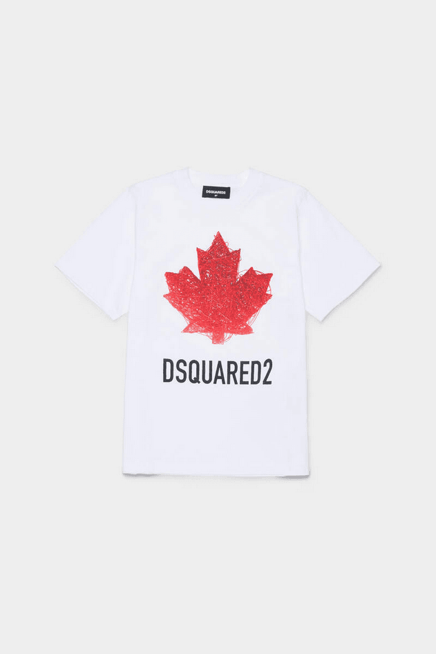 Dsquared t-shirt con foglia d'acero unisex bianco - 4