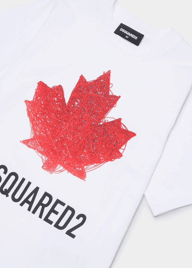 Dsquared t-shirt con foglia d'acero unisex bianco - 2