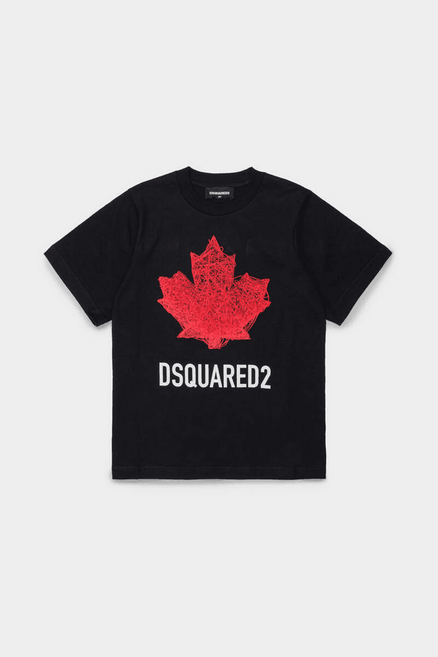 Dsquared t-shirt con foglia d'acero unisex nero