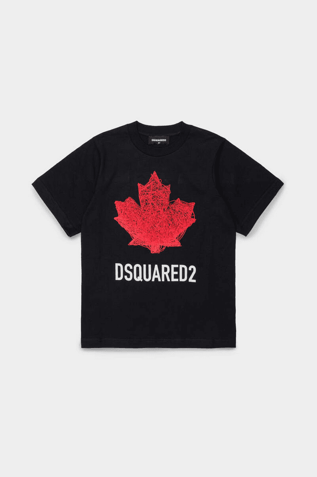 Dsquared t-shirt con foglia d'acero unisex nero - 4