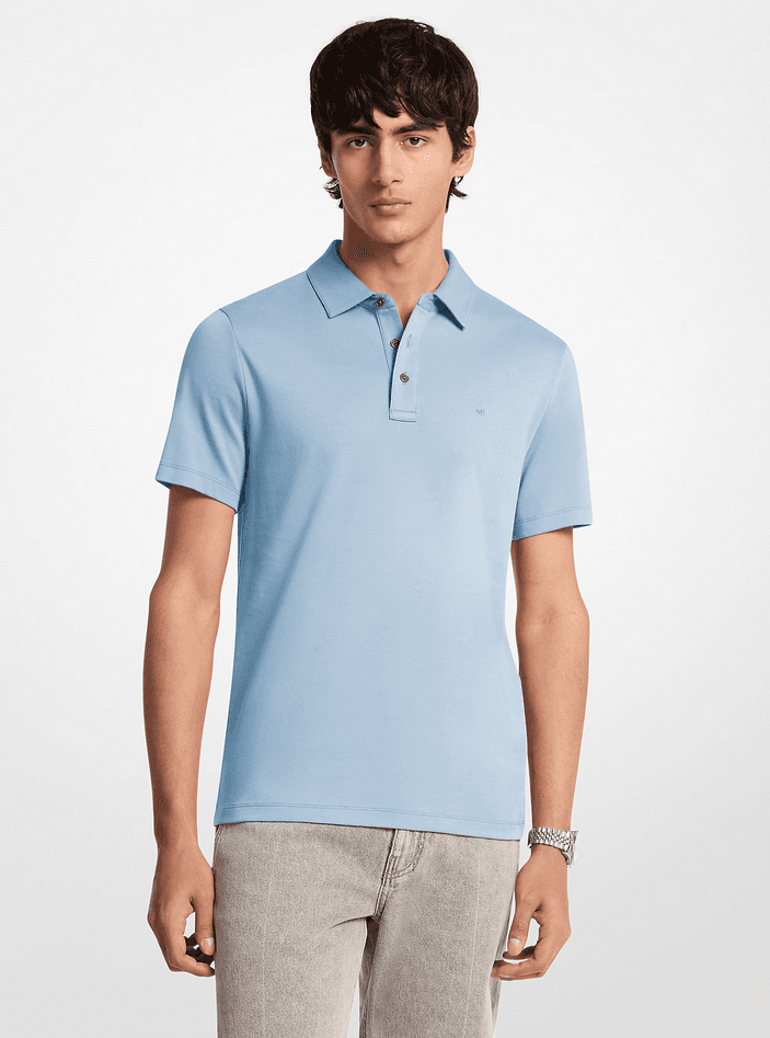 MICHAEL KORS polo con logo ricamato uomo chambray - 3