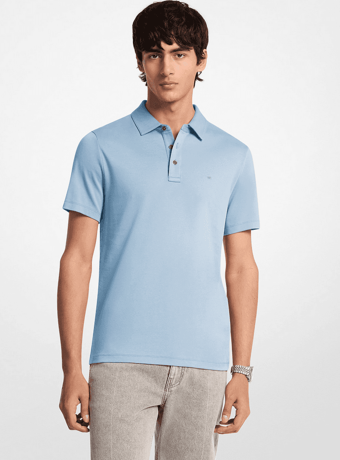 MICHAEL KORS polo con logo ricamato uomo chambray - 3