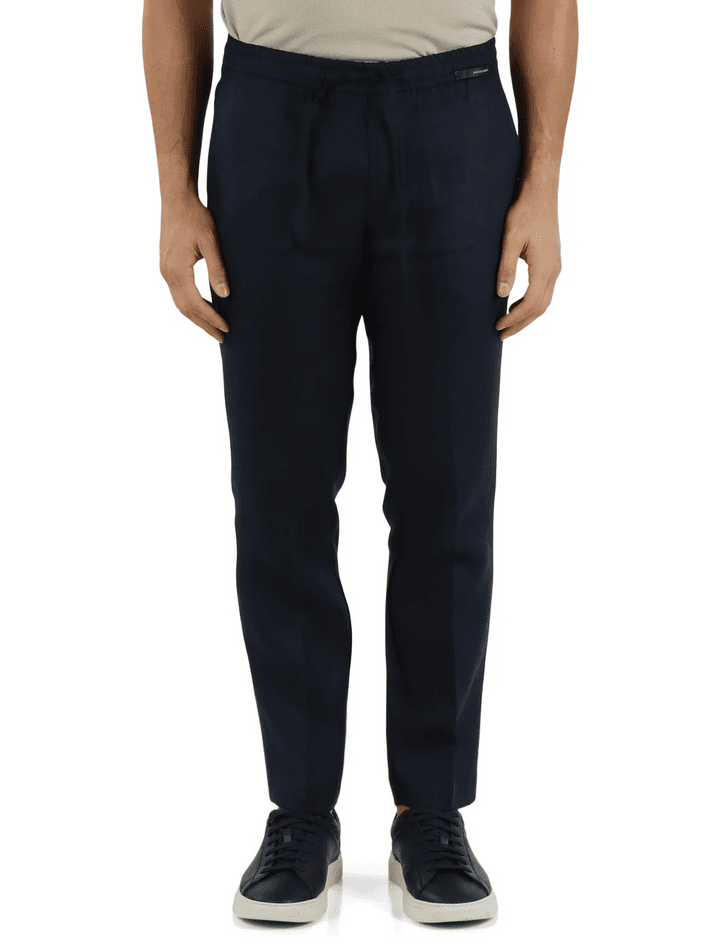 MICHAEL COAL pantalone in lino uomo blu - 4