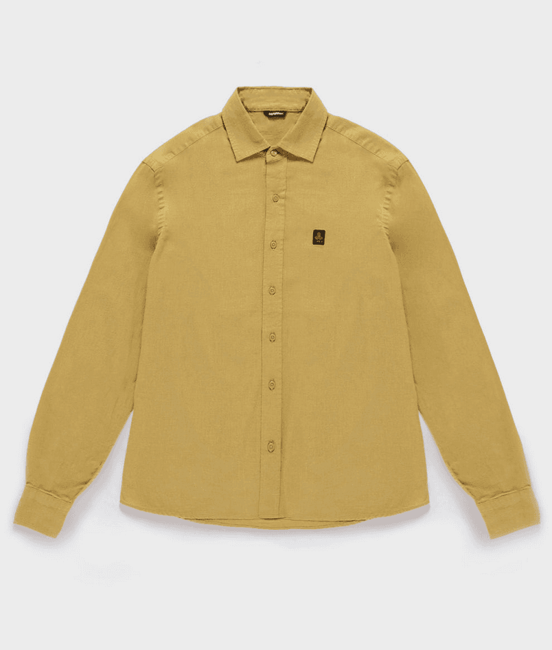 REFRIGIWEAR camicia misto lino uomo burnished gold - 7