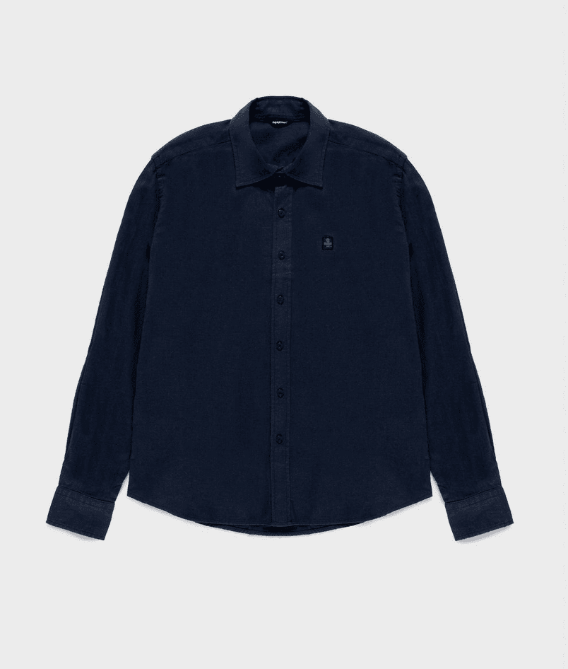 REFRIGIWEAR camicia misto lino uomo navy blazer