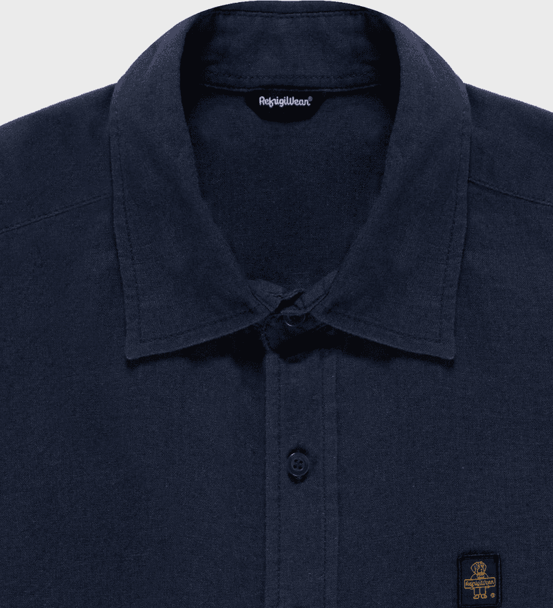 REFRIGIWEAR camicia misto lino uomo navy blazer - 2