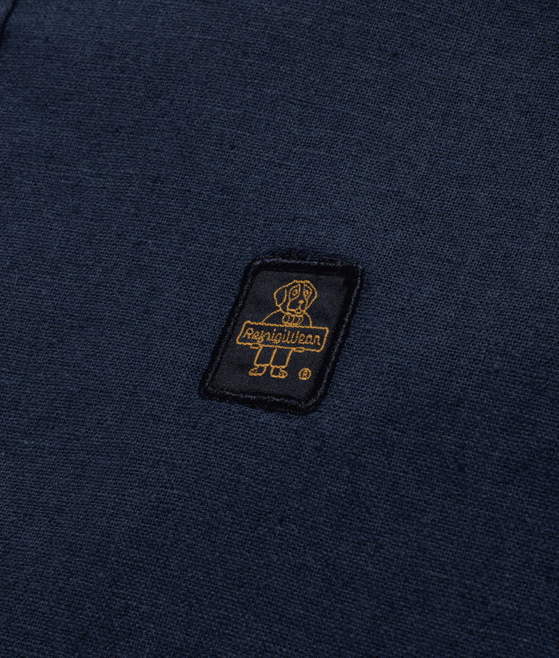 REFRIGIWEAR camicia misto lino uomo navy blazer - 4