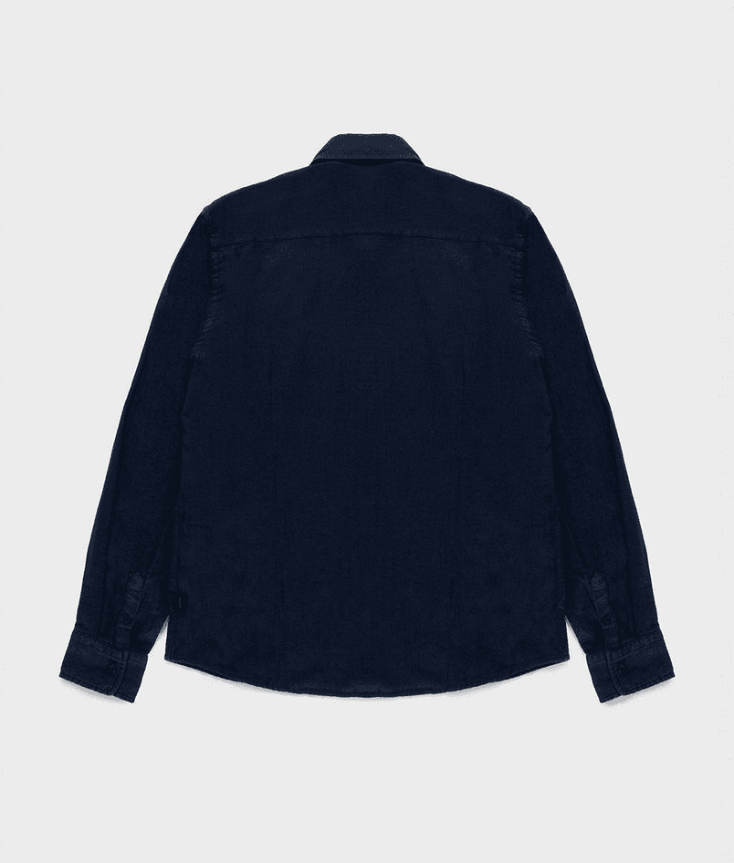 REFRIGIWEAR camicia misto lino uomo navy blazer - 6
