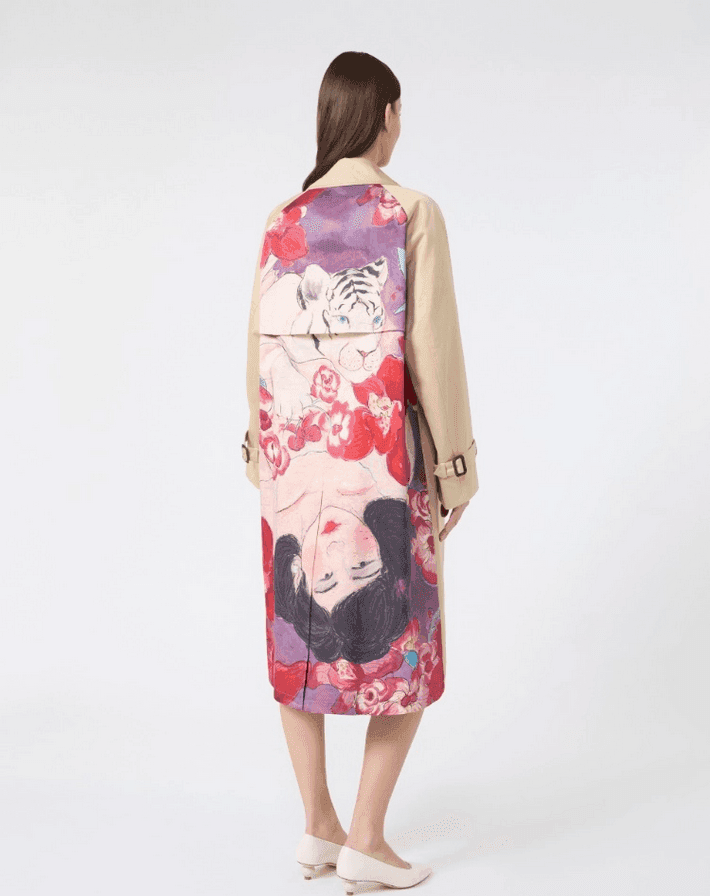 MAX MARA trench in gabardina con stampa donna prugna - 3