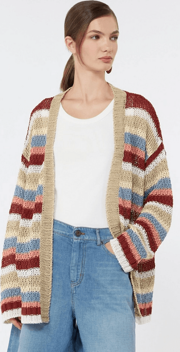MAX MARA cardigan in lino con cintura donna ciliegia - 3