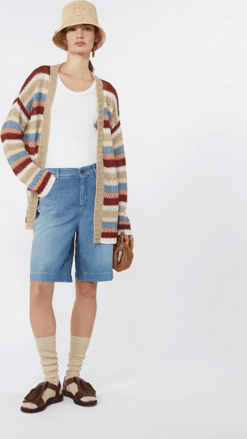 MAX MARA cardigan in lino con cintura donna ciliegia - 5