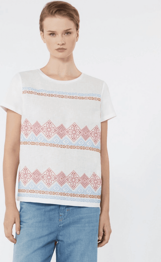 MAX MARA t-shirt in lino ricamato donna bianco - 2