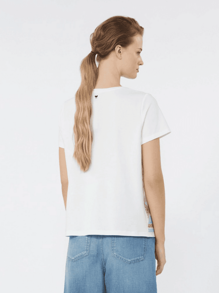 MAX MARA t-shirt in lino ricamato donna bianco - 3