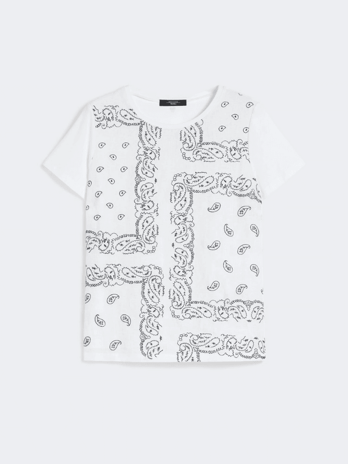 MAX MARA t-shirt in lino ricamato donna bianco - 5