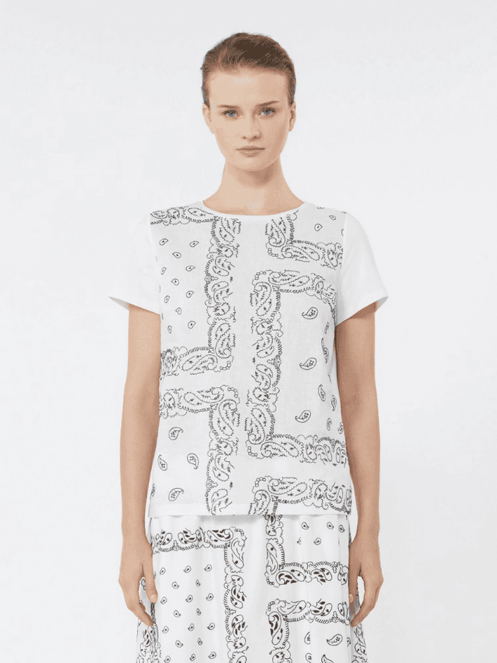 MAX MARA t-shirt in lino ricamato donna bianco - 2