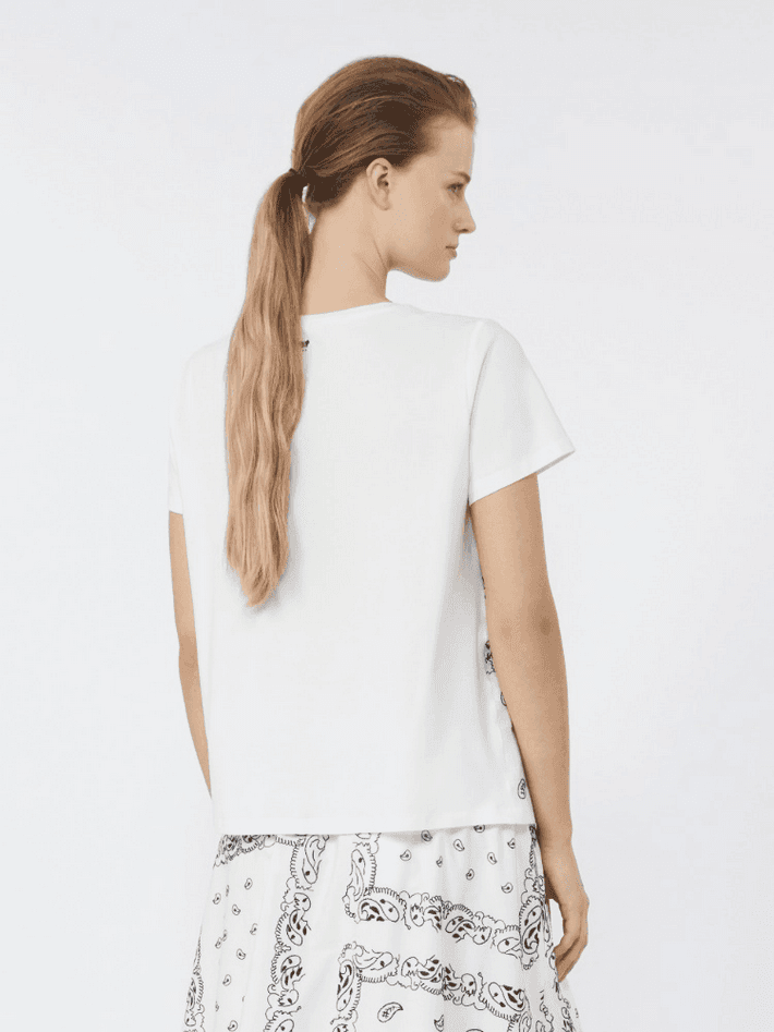 MAX MARA t-shirt in lino ricamato donna bianco - 3