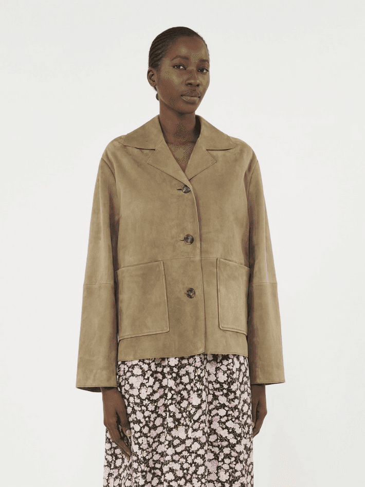 MAX MARA giacca in suede donna fango - 2