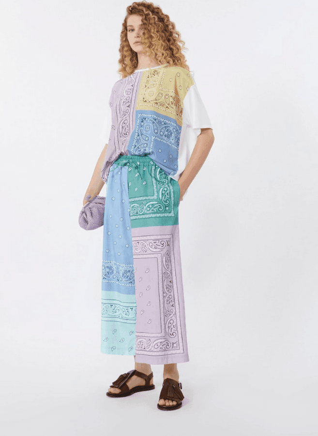 MAX MARA pantalone in cotone stampato donna multicolor - 4
