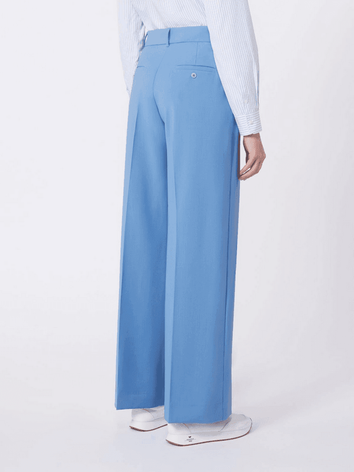MAX MARA pantalone palazzo donna azzurro - 3
