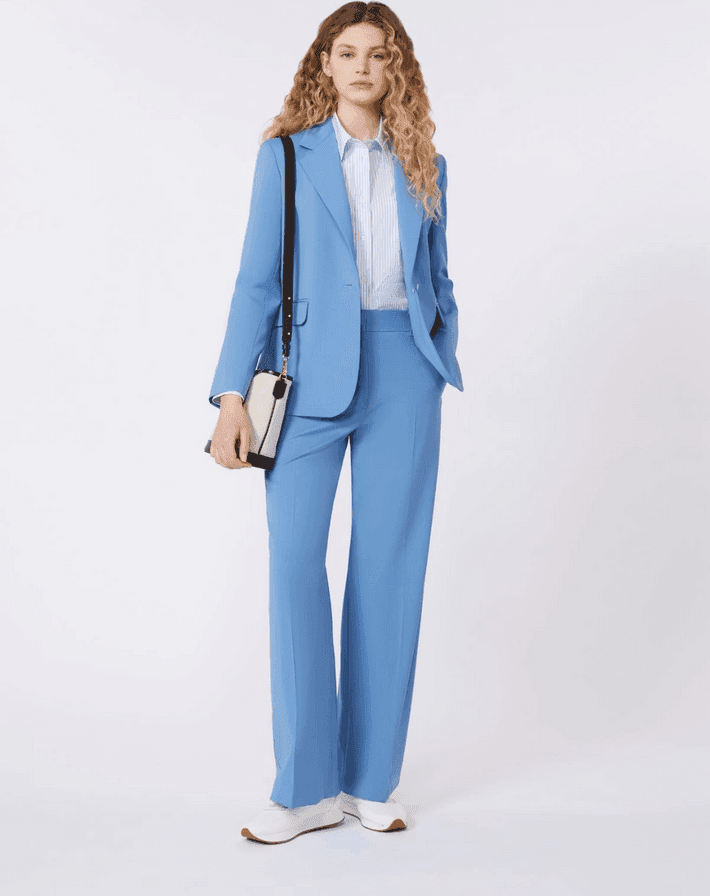 MAX MARA pantalone palazzo donna azzurro - 4
