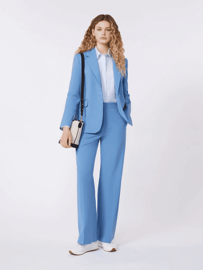 MAX MARA pantalone palazzo donna azzurro - 4