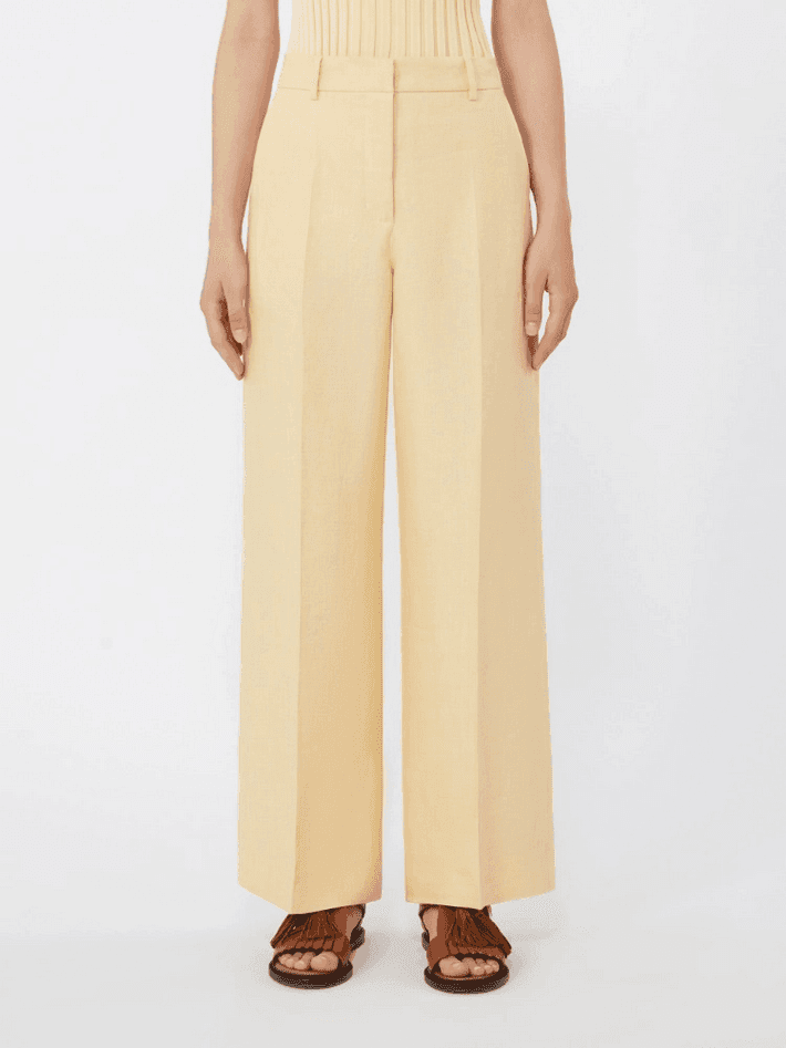 MAX MARA pantalone in lino donna giallo - 2