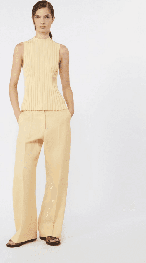 MAX MARA pantalone in lino donna giallo - 4