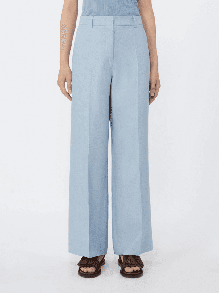 MAX MARA pantalone in lino donna azzurro - 2