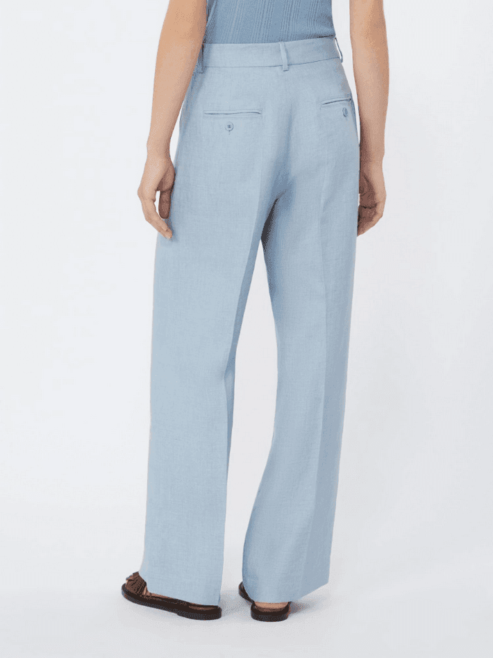 MAX MARA pantalone in lino donna azzurro - 3