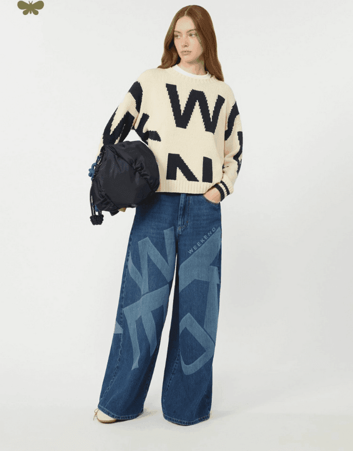 MAX MARA jeans a gamba larga donna blu medio - 4
