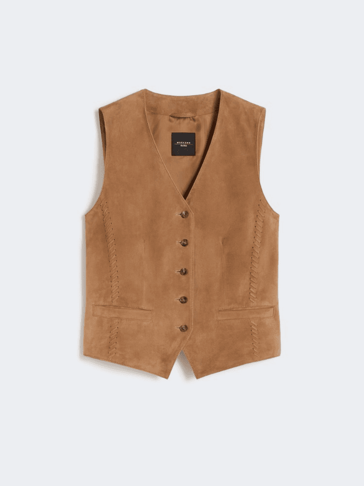 MAX MARA gilet in suede donna marrone - 5