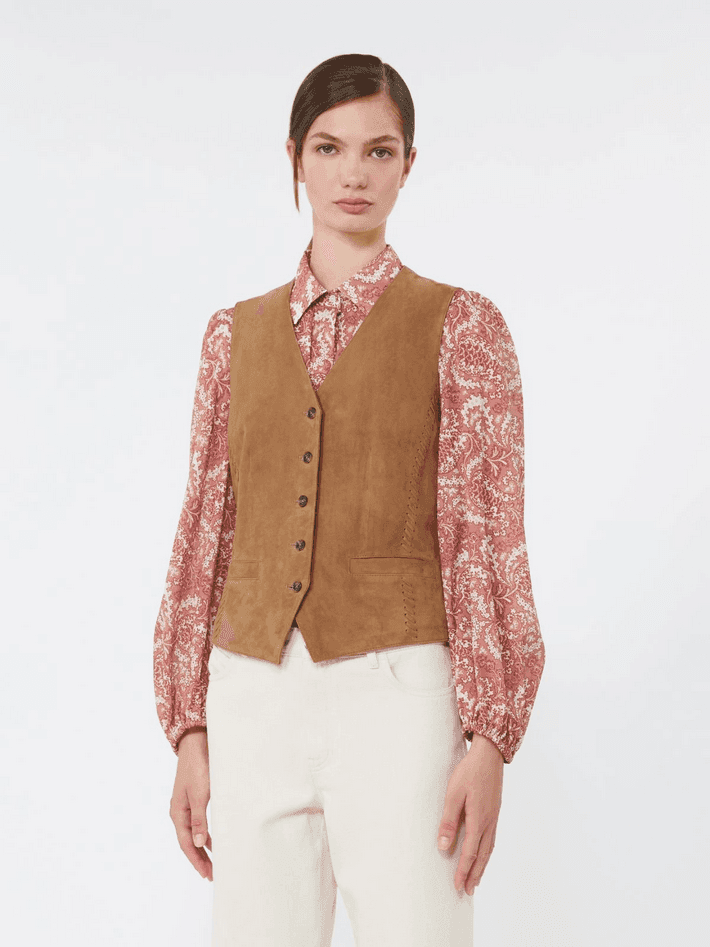 MAX MARA gilet in suede donna marrone - 2