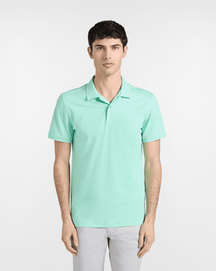 Harmont&amp;blaine polo con dettagli a righe uomo verde acqua - 5