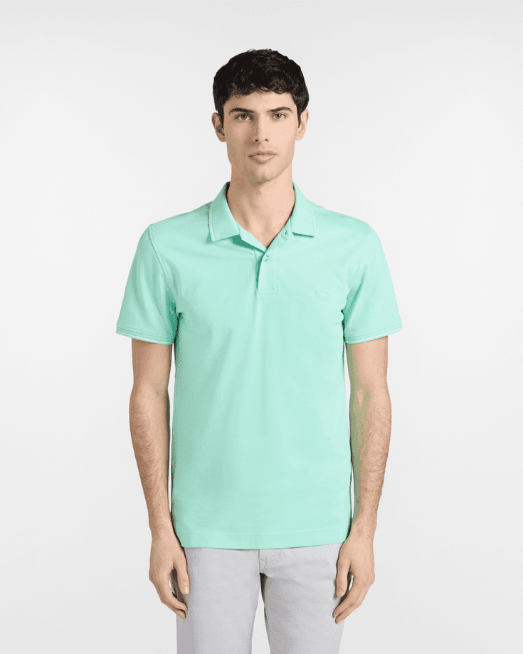 Harmont&amp;blaine polo con dettagli a righe uomo verde acqua - 5