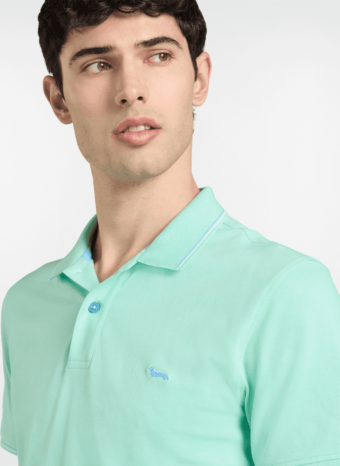Harmont&amp;blaine polo con dettagli a righe uomo verde acqua - 2